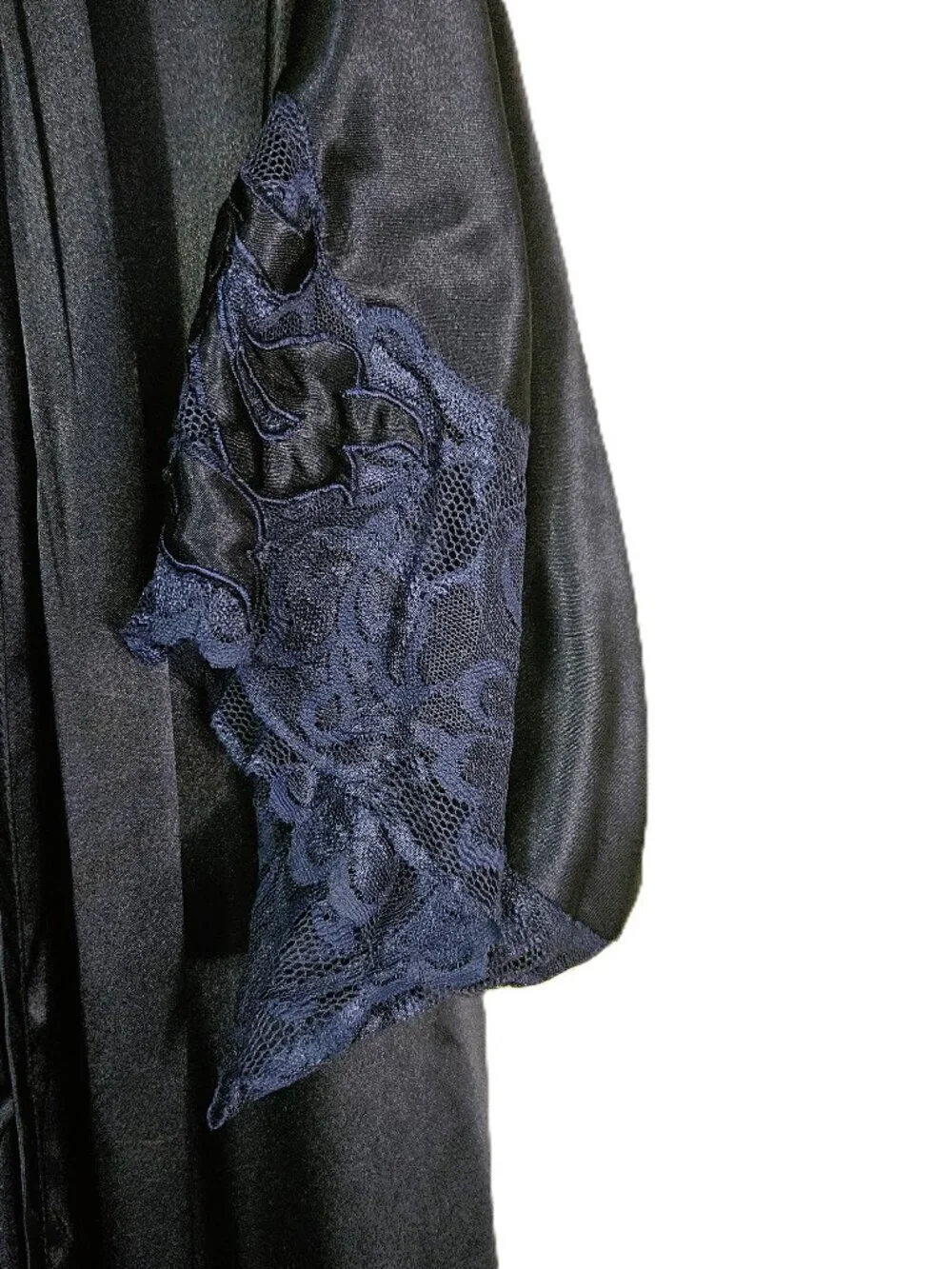 Vintage JOSIE Navy Blue Feminine Robe and Gown Set Size M